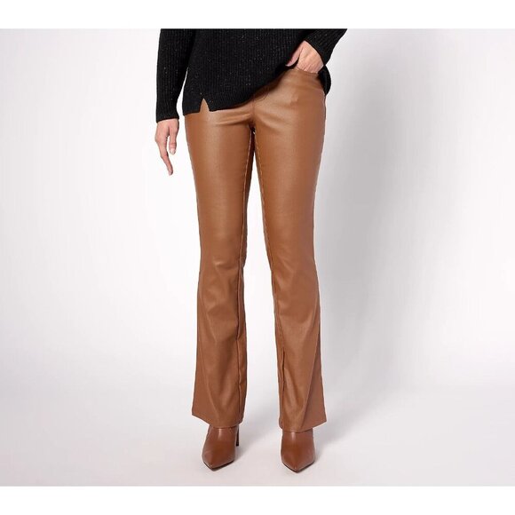 Kim Gravel Rebelleious Coated Flare Pant Dark Bronze Plus Petite 18 A624318 - Picture 1 of 1